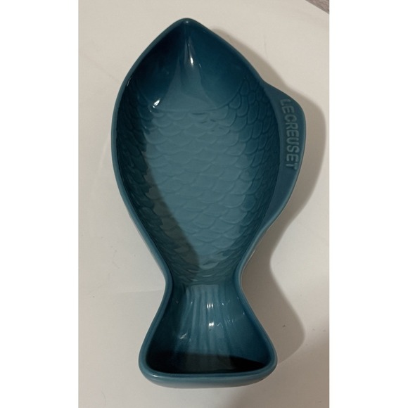 Le Creuset Caribbean Blue Small Fish Dish - Discontinued Color - Stoneware - VTG - Picture 10 of 13